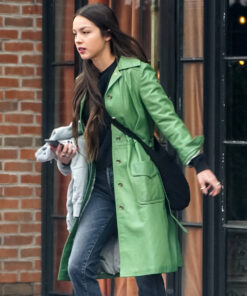 Olivia Rodrigo American Singer Green Leather Coat