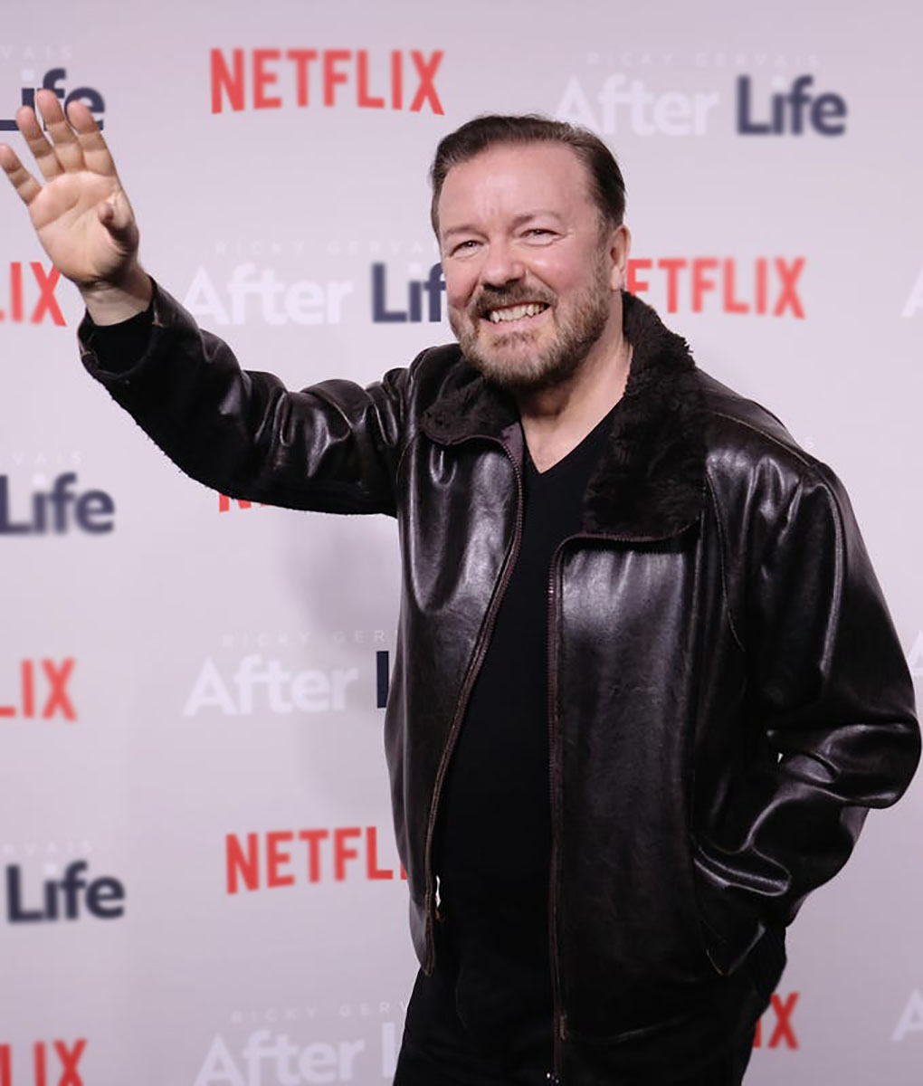 Ricky Gervais After Life Brown Leather Jacket