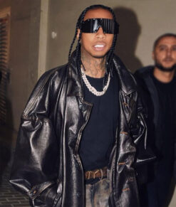 Tyga American Eapper Black Leather Coat