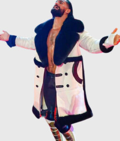 Wrestler Seth Colby Lopez Black Fur Collar White Coat