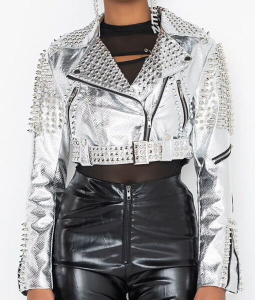 Alexa Bliss Silver Spike Studded Jacket