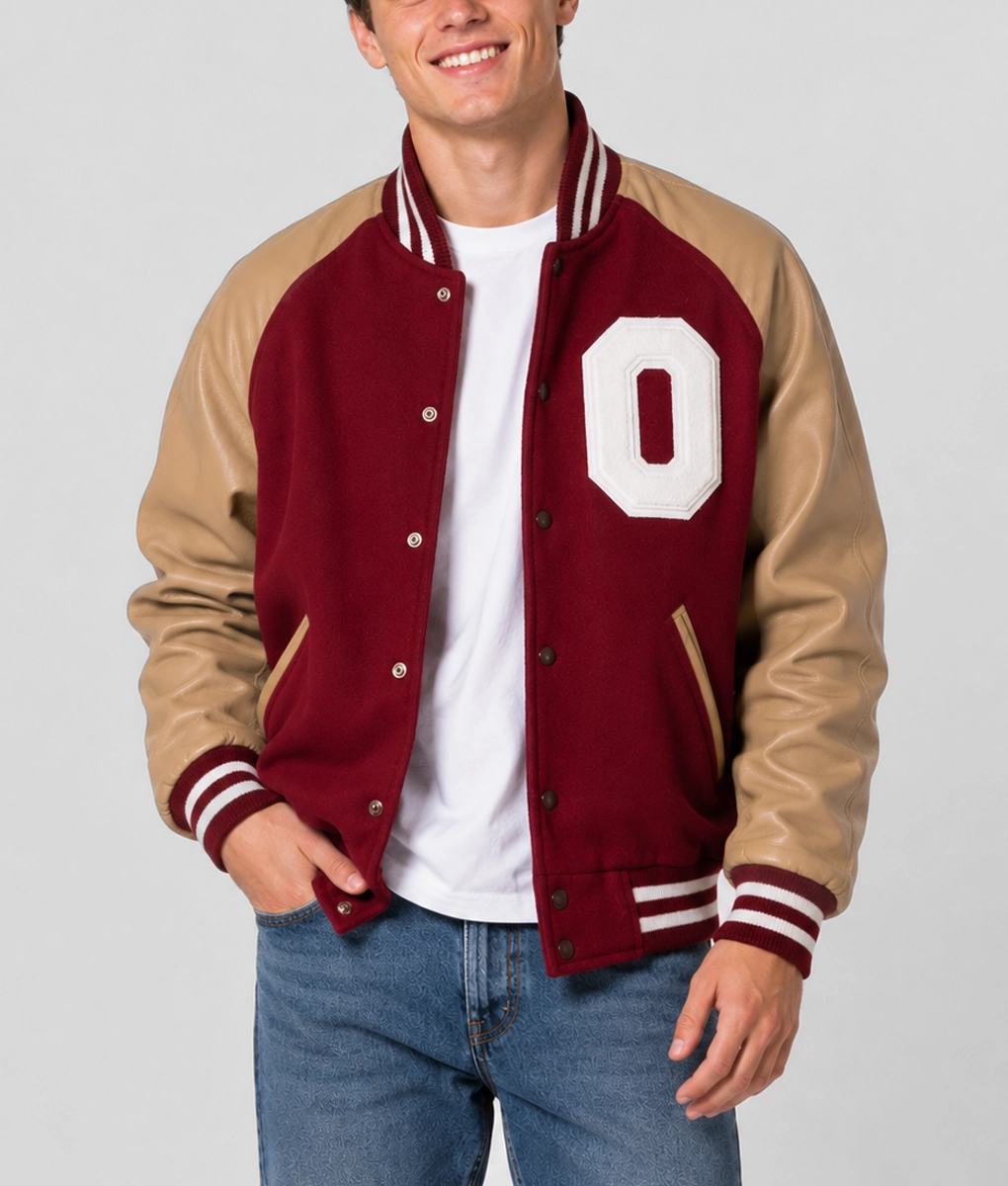 CALEE スタジャン 赤/ベージュ Wrestlemania Caleb Kelly 'Oklahoma Sooners' Varsity Jacket
