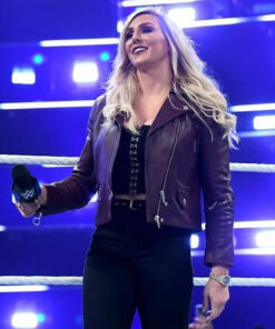Charlotte Flair Brown Rider Leather Jacket