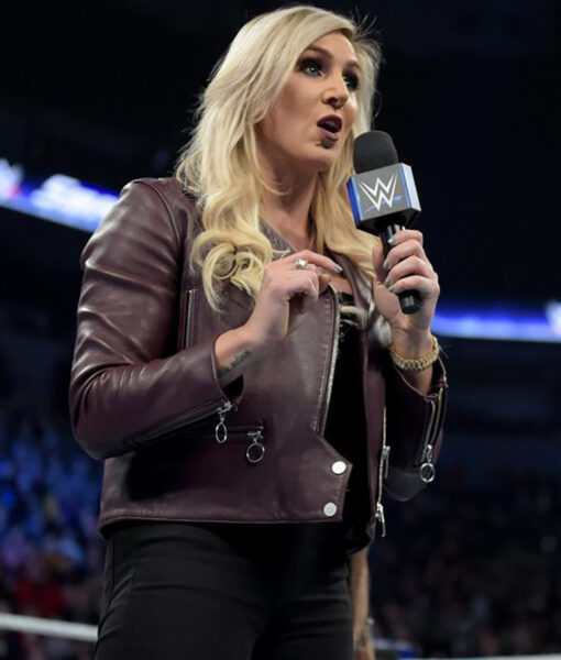 Charlotte Flair Brown Rider Leather Jacket