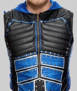 Dominik Mysterio Studded Leather Hooded Vest-1