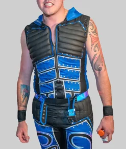 Dominik Mysterio Studded Leather Hooded Vest-4