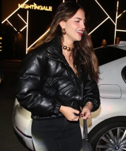 Eiza González Puffer Leather Jacket