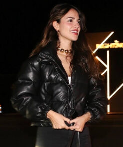 Eiza González Puffer Leather Jacket