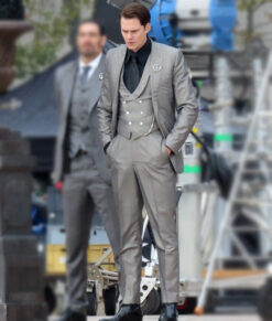 John Wick 4 Bill Skarsgard Textured Gray Blazer