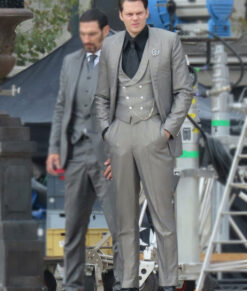 John Wick 4 Bill Skarsgard Textured Gray Blazer