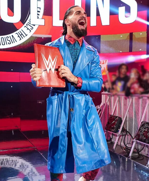 Seth Rollin’s Blue Leather Trench Coat