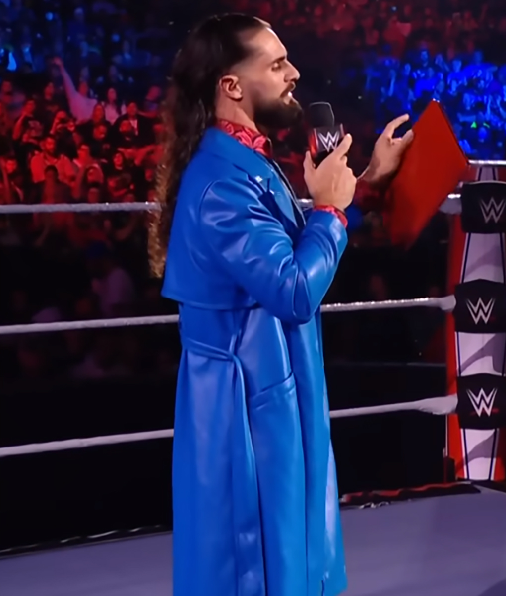 Seth Rollin’s Blue Leather Trench Coat