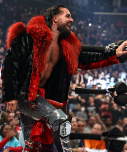 Seth Rollins Maroon Fur Jacket