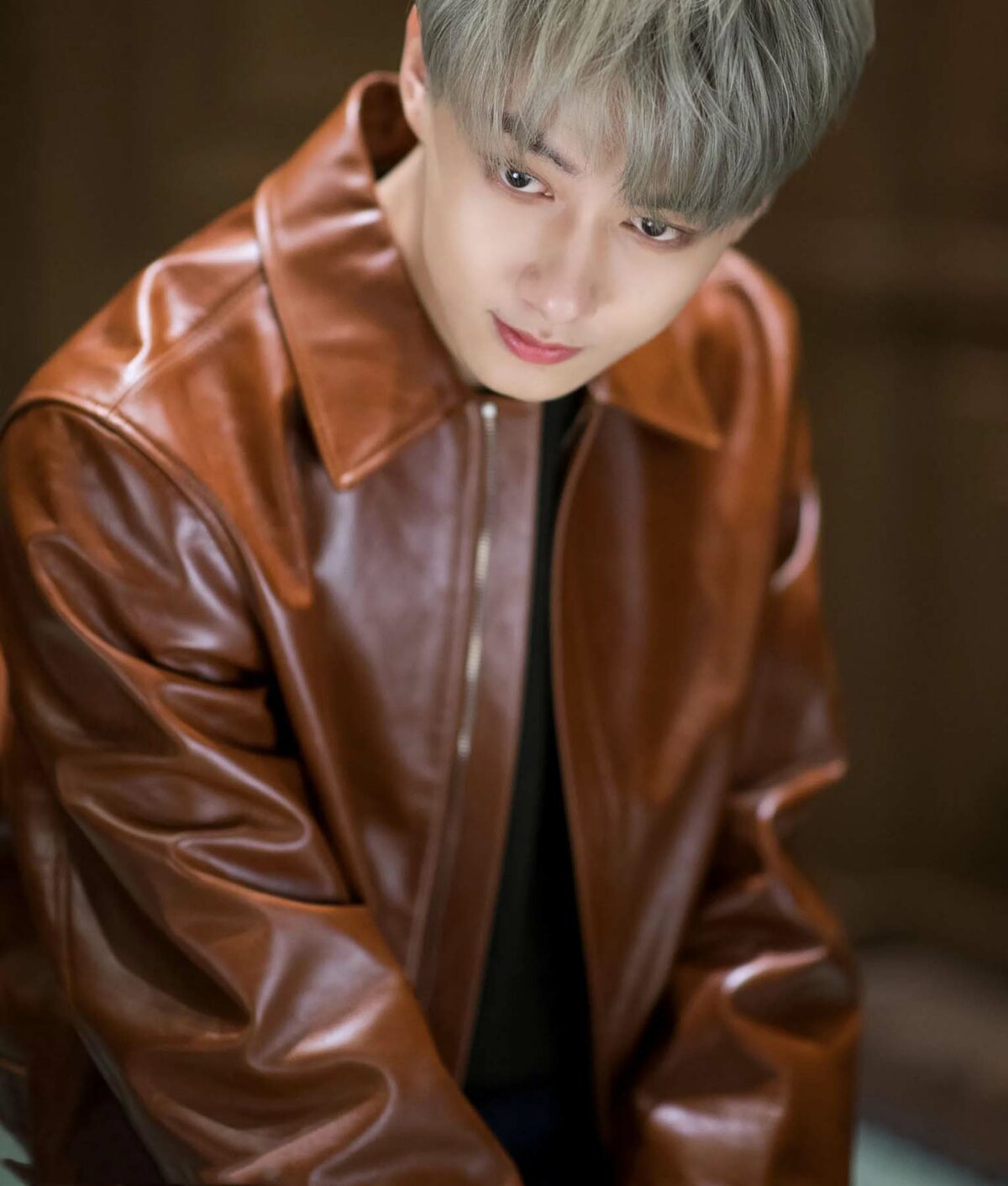 Taehyun Brown Leather Jacket