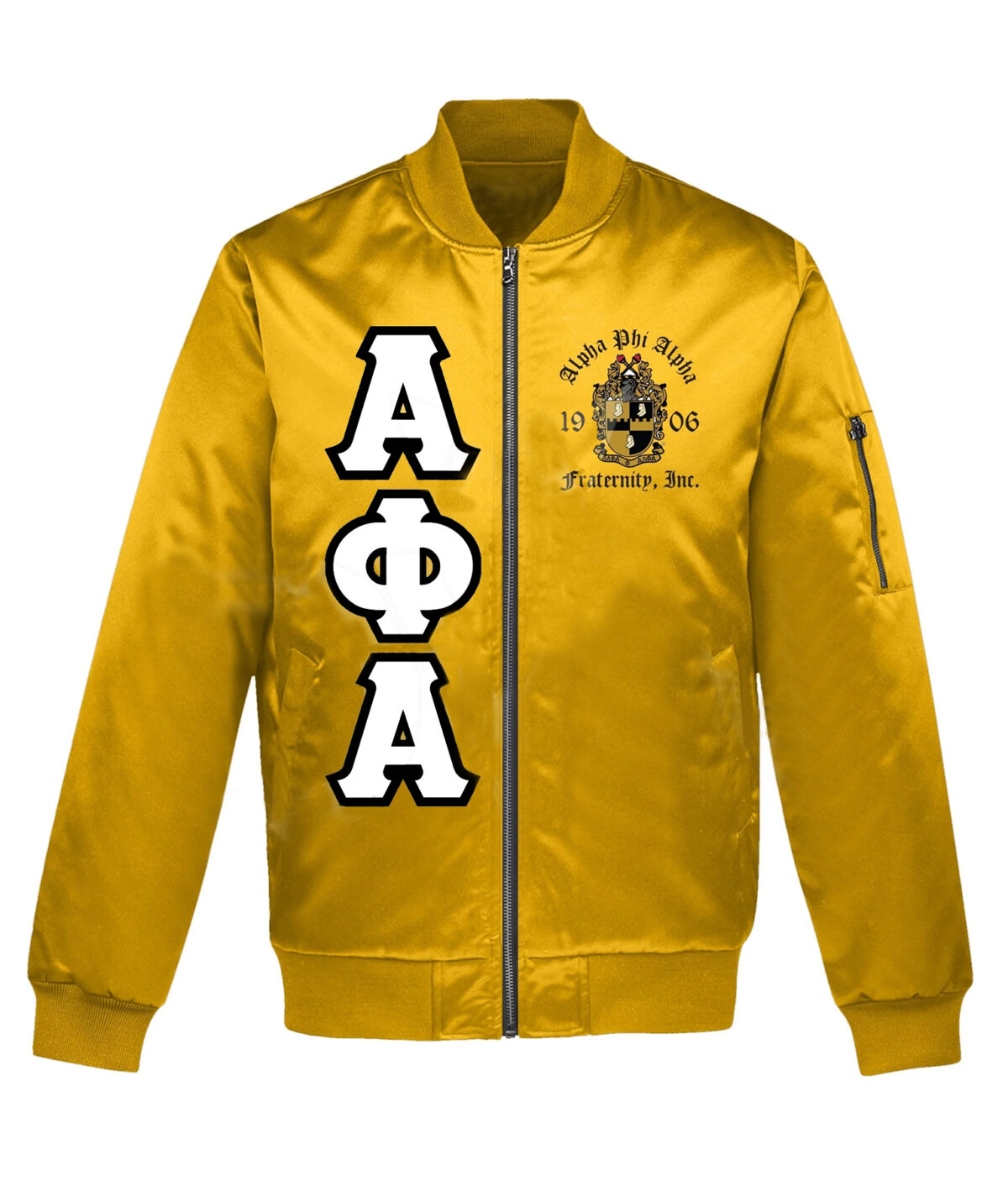 Alpha Phi Alpha Satin Yellow Bomber Jacket