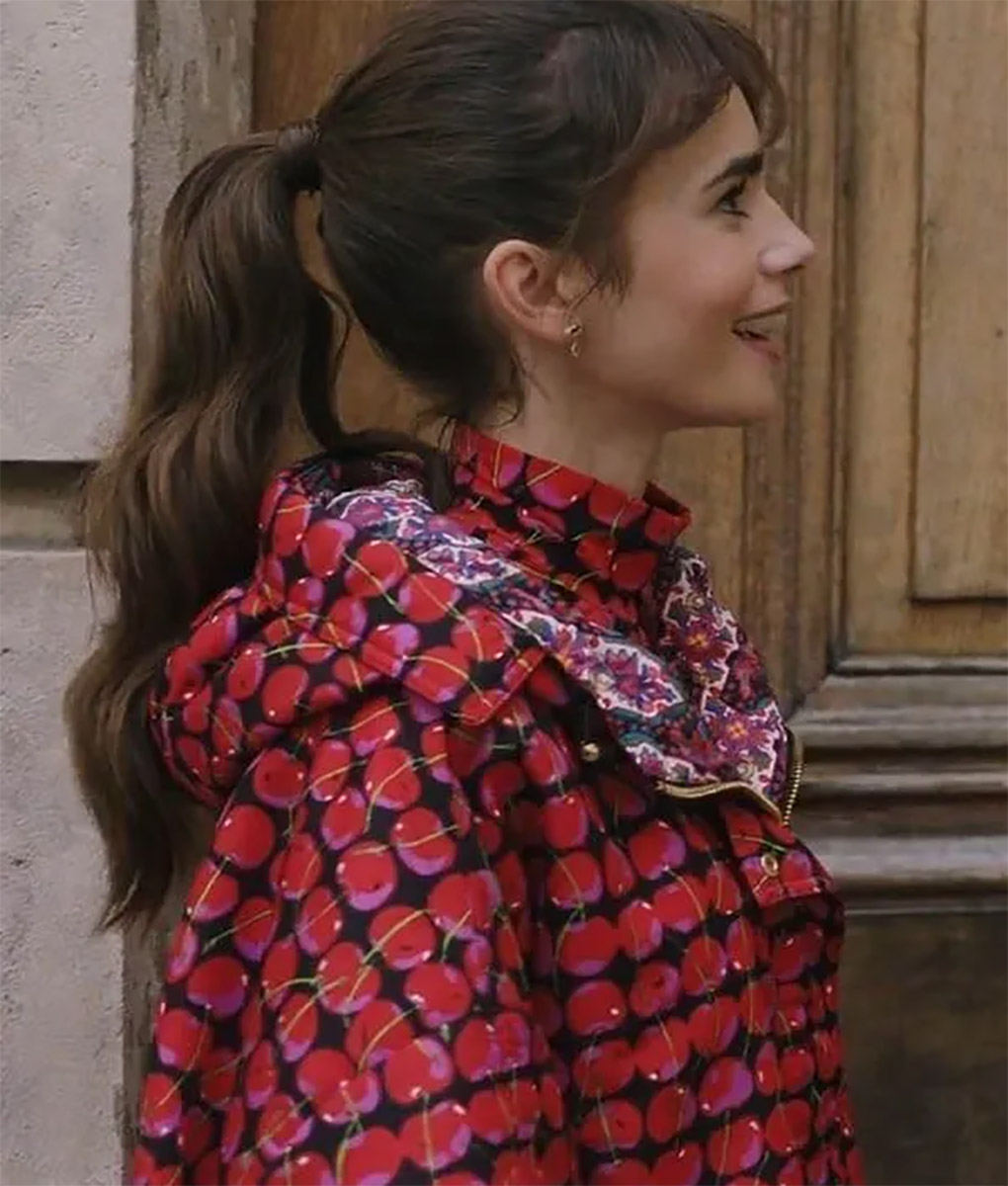 Emily In Paris S03 Lily Collins Red Cherries Jacket