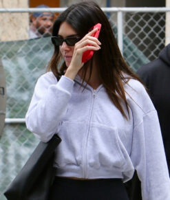 Kendall Jenner Grey Zipper Hoodie