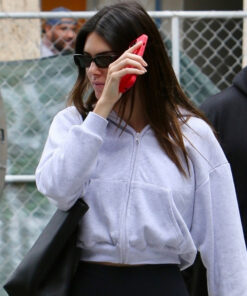 Kendall Jenner Grey Zipper Hoodie