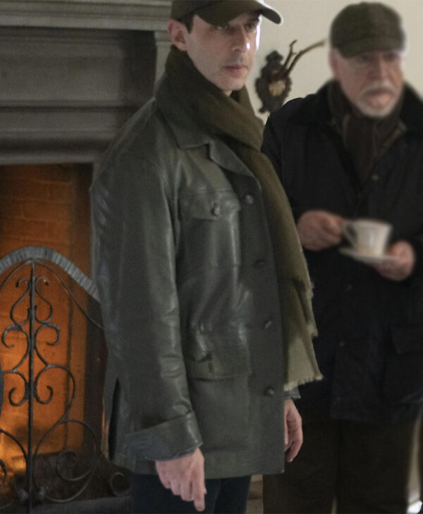 Succession Jeremy Strong Green Leather Coat