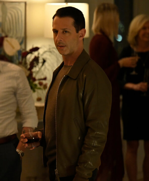 Succession Jeremy Strong Olive Green Leather Jacket