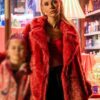 Ted Lasso S03 Keely Jones Red Fur Coat