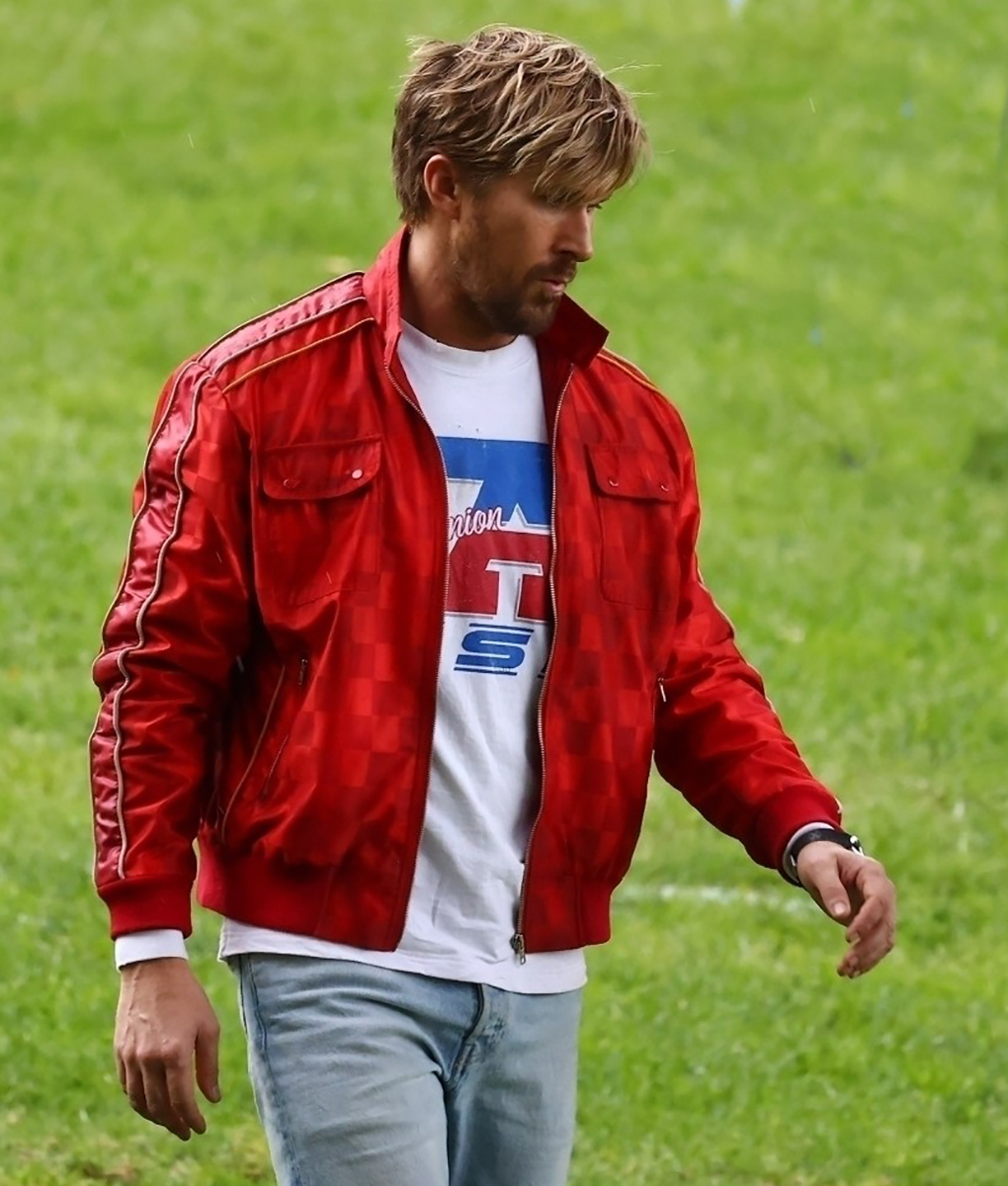 The Fall Guy 2024 Ryan Gosling Red Bomber Jacket