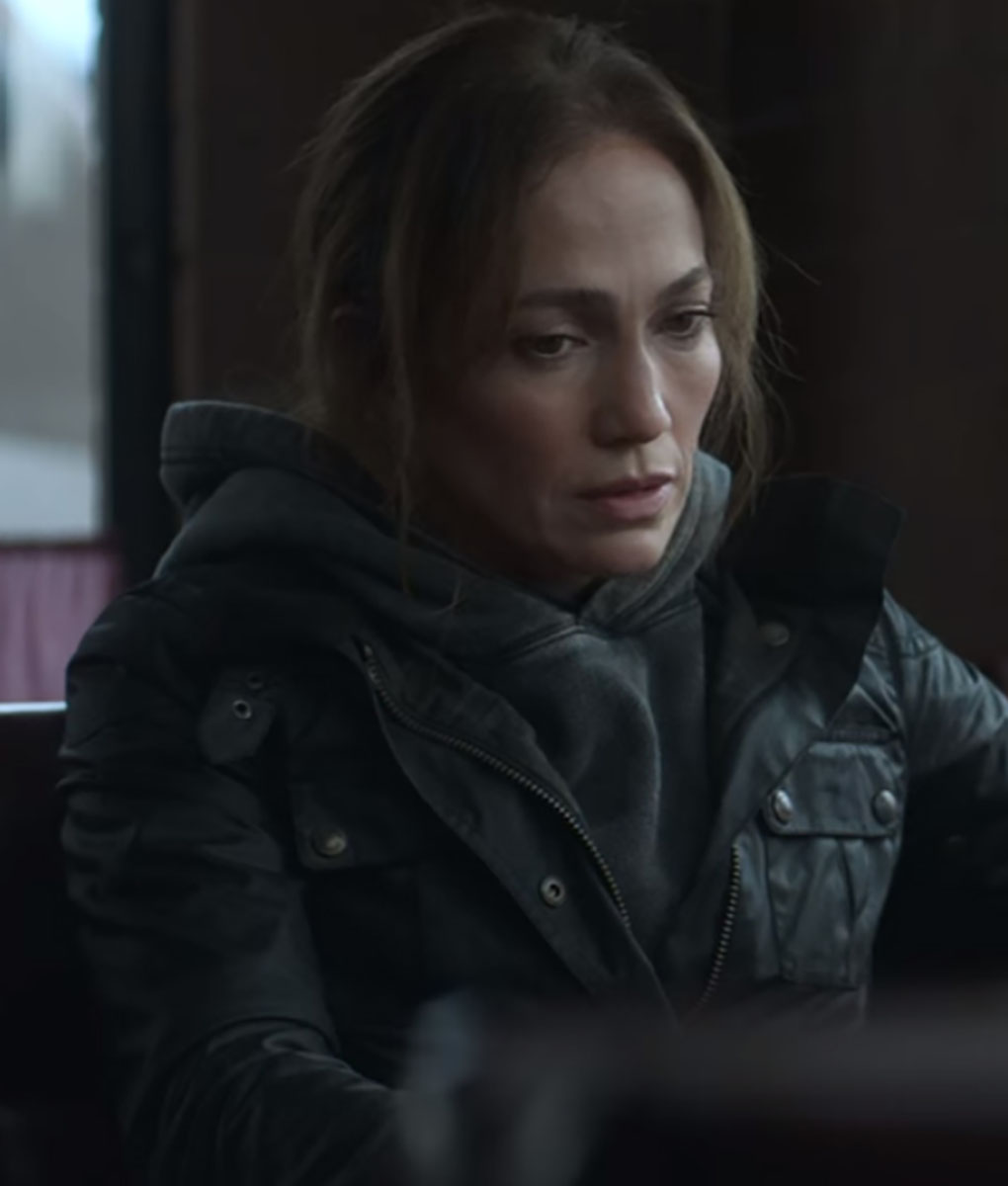 The Mother 2023 Jennifer Lopez Black Leather Jacket