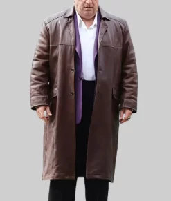 The Penguin Brown Leather Trench Coat-2