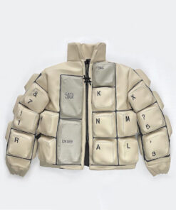 White Keyboard Puffer Jacket