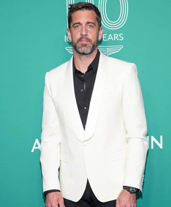 Aaron Rodgers AM Opening Event White Blazer