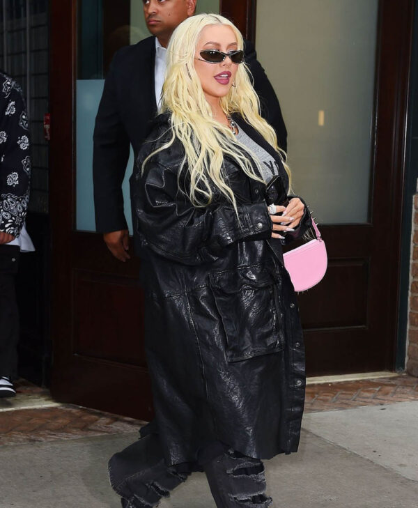 Christina Aguilera Black Long Coat