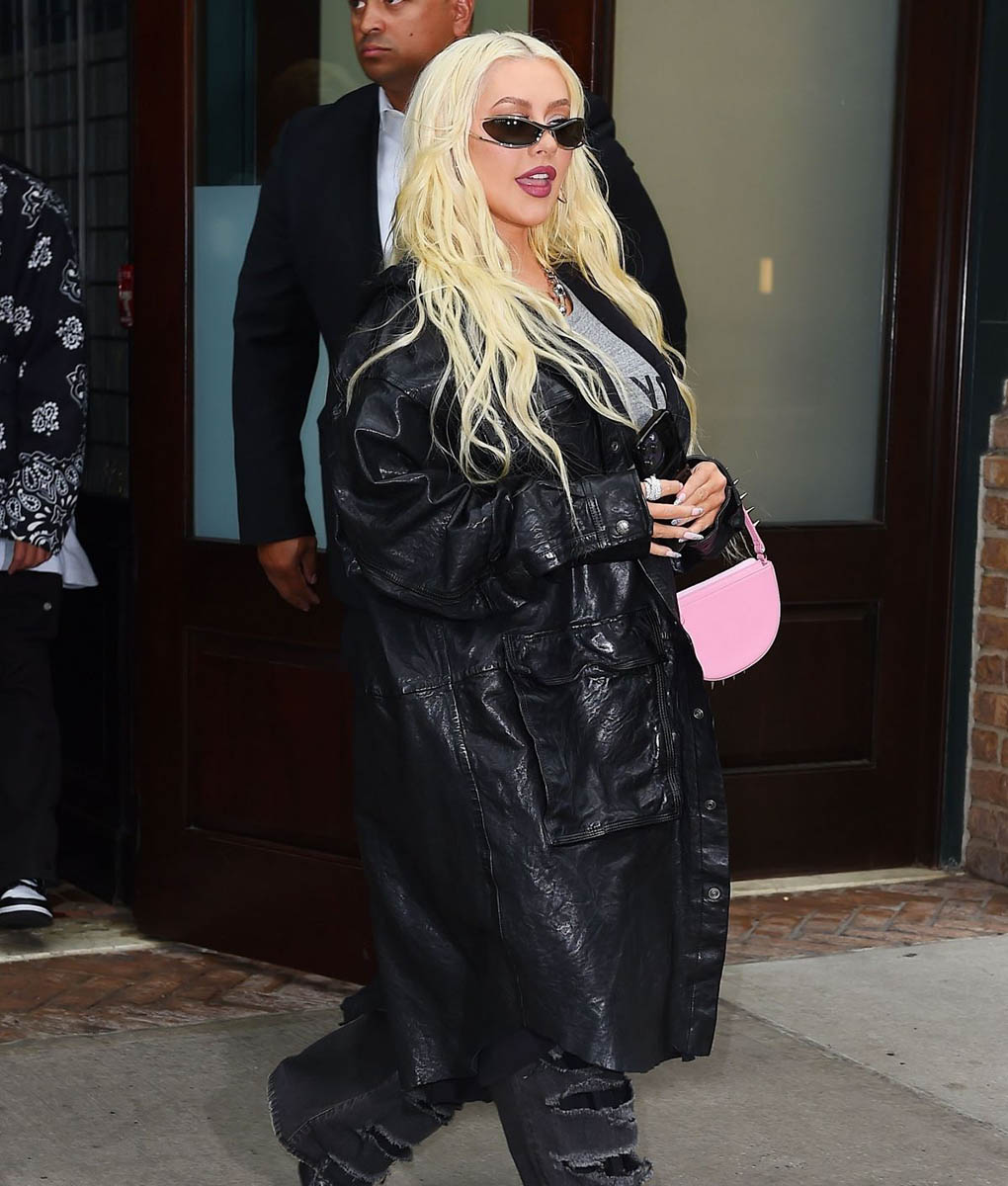 Christina Aguilera Black Long Coat