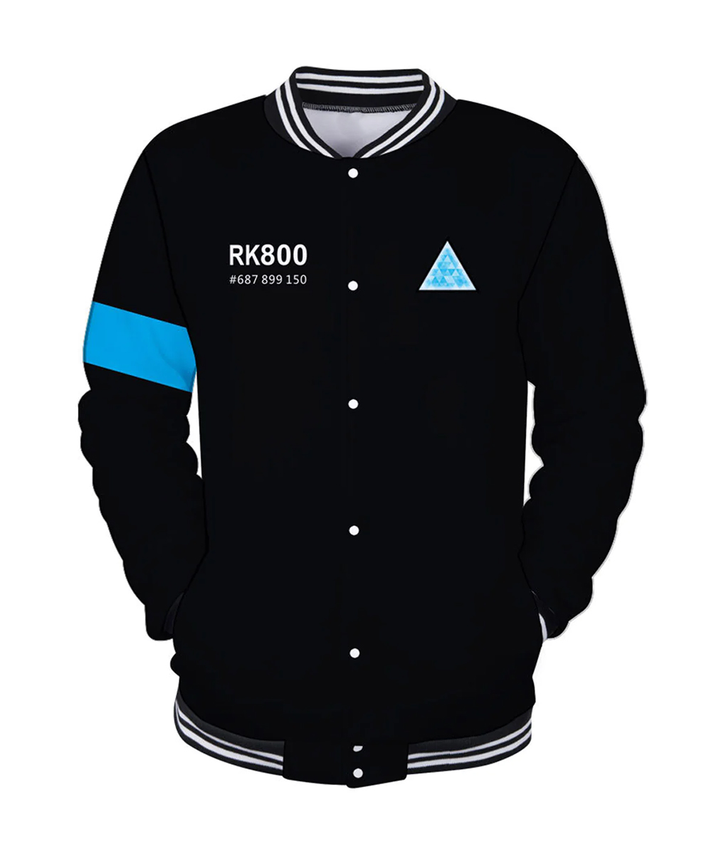 Detroit Become Human Connor RK-800 Black Varsity Jacket