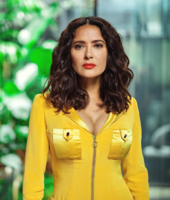 Salma Hayek Black Mirror Yellow Jumpsuit