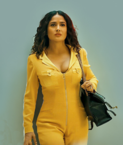 Salma Hayek Black Mirror Yellow Jumpsuit