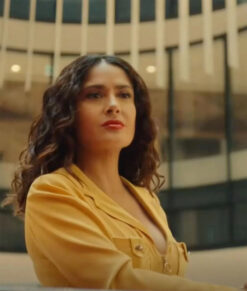 Salma Hayek Black Mirror Yellow Jumpsuit