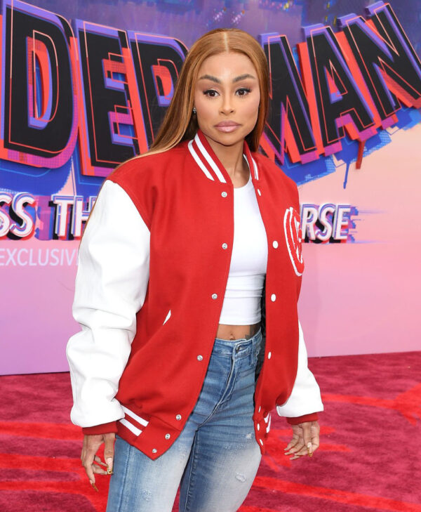 Spider Man Premiere Blac Chyna Red Varsity Jacket