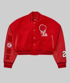 Teyana Red Varsity Jacket-Front