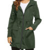 Womens Green Elastic Waist Rain Coat - Clearance Sale