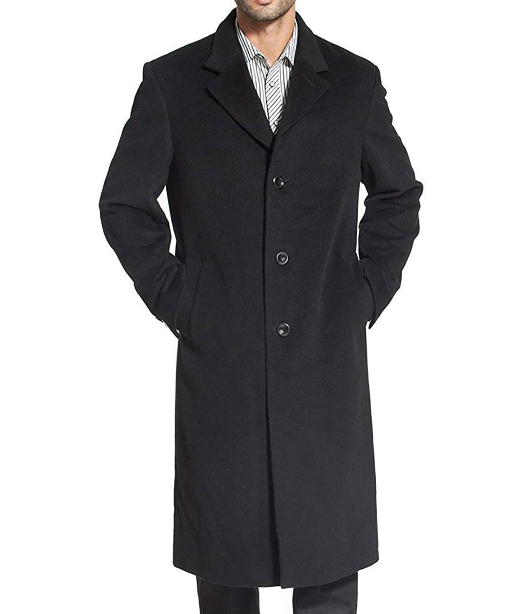 Anderson Mens Black Wool Long Coat