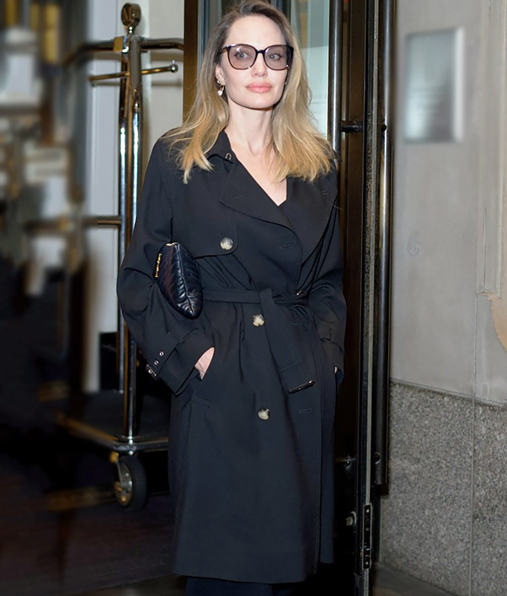 Angelina Jolie Black Wrap Coat