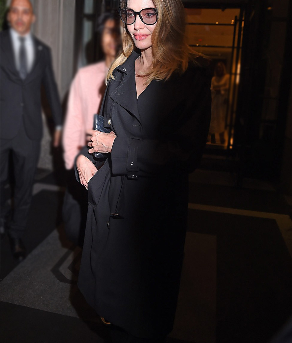 Angelina Jolie Black Wrap Coat