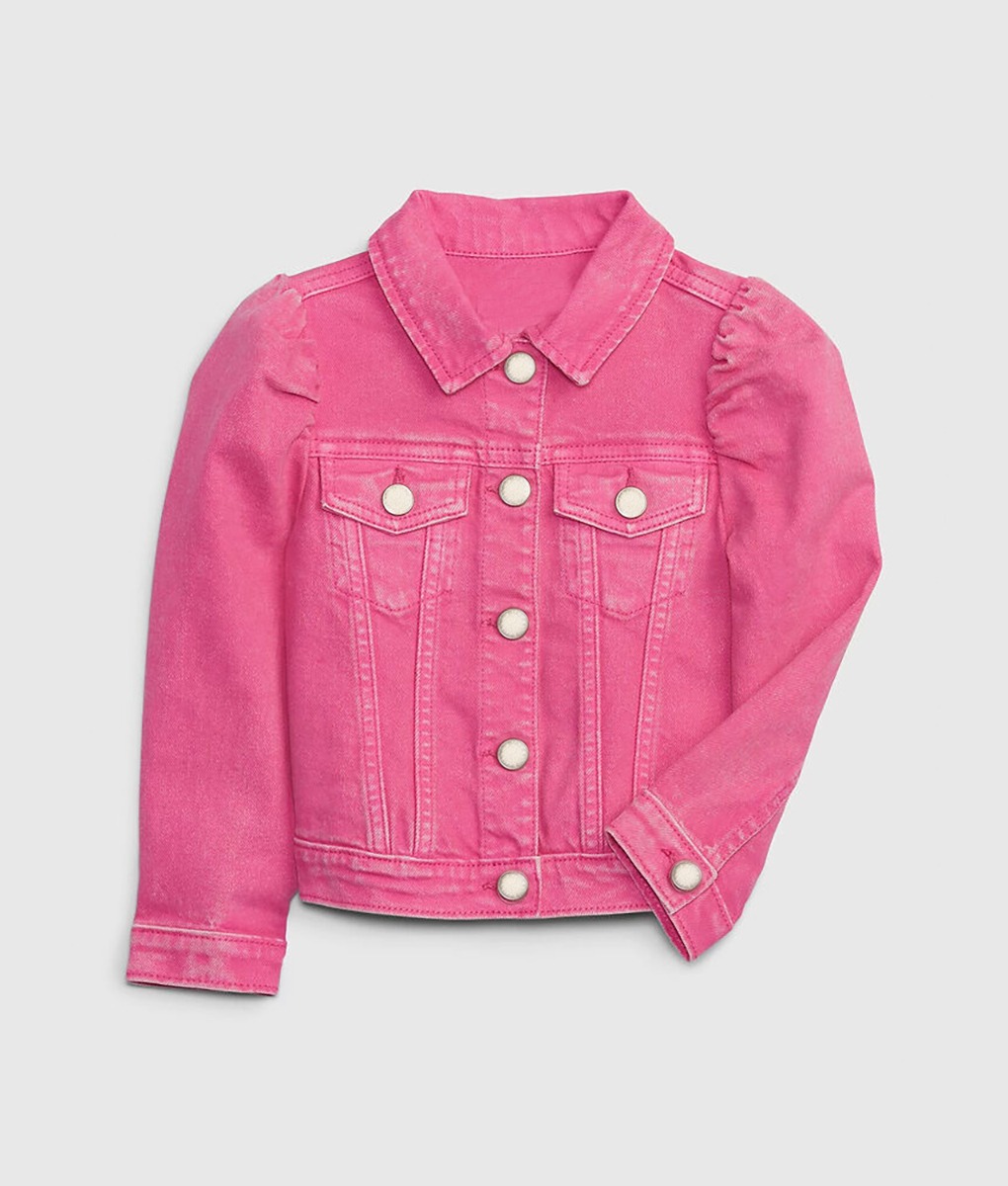 Barbie Puff Sleeves Pink Denim Jacket