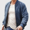 Brad Pitt Blue Suede Bomber Jacket