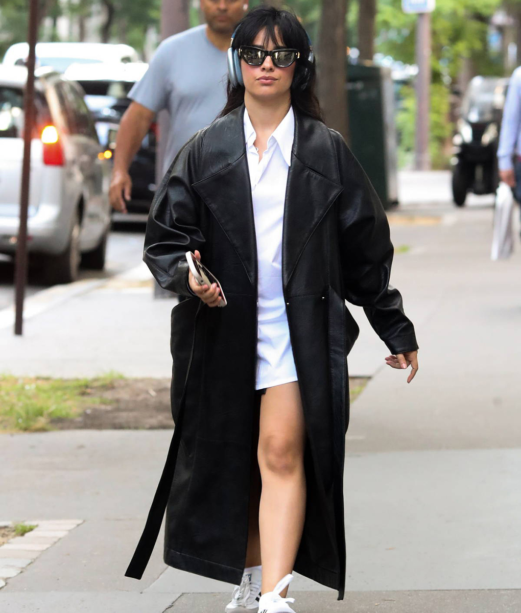Camila Cabello Leather Long Coat