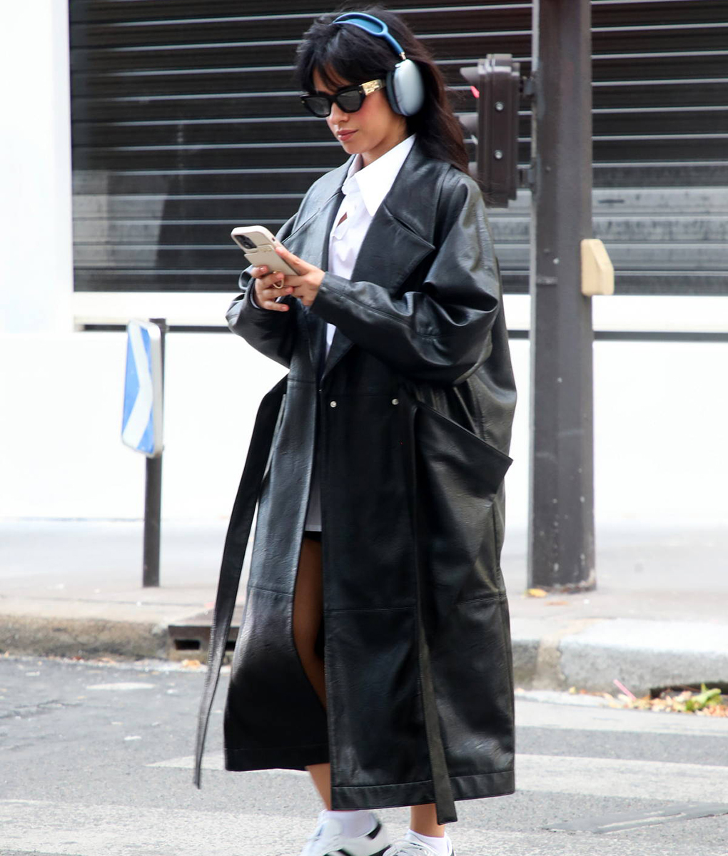 Camila Cabello Leather Long Coat