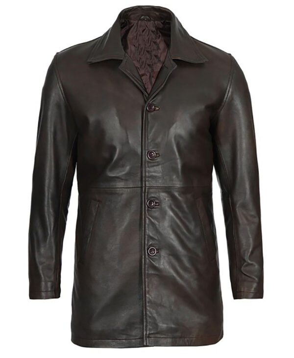 Danny Mens Dark Brown Leather Coat