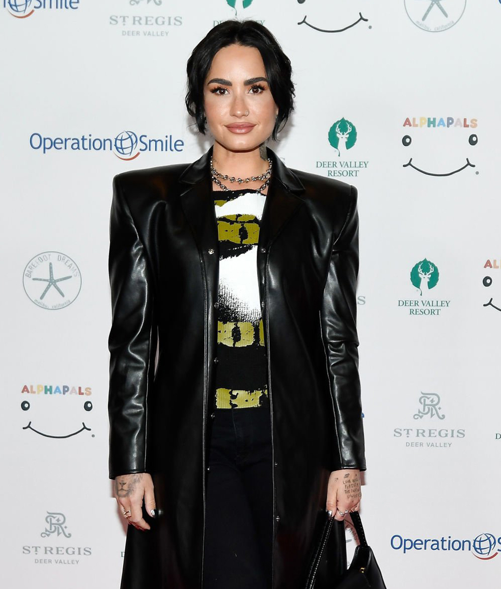 Demi Lovato Black Leather Coat