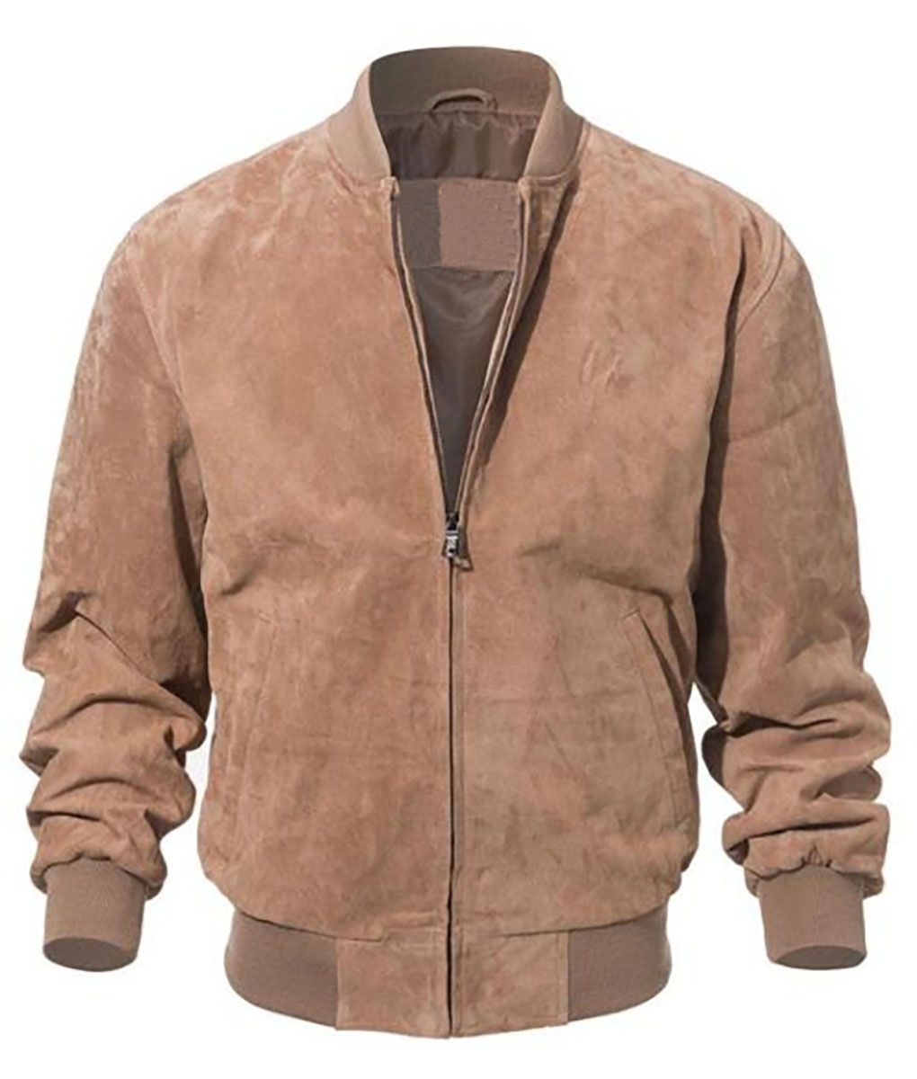Donald Mens Suede Leather Bomber Jacket