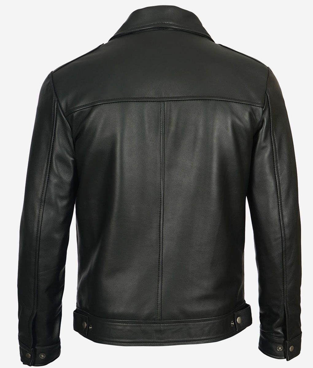 George Mens Black Leather Jacket